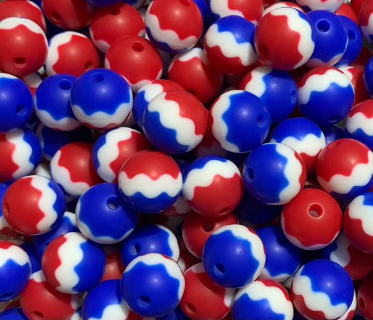 15mm Swirl USA Wave Round Silicone Beads, Wave Silicone Beads