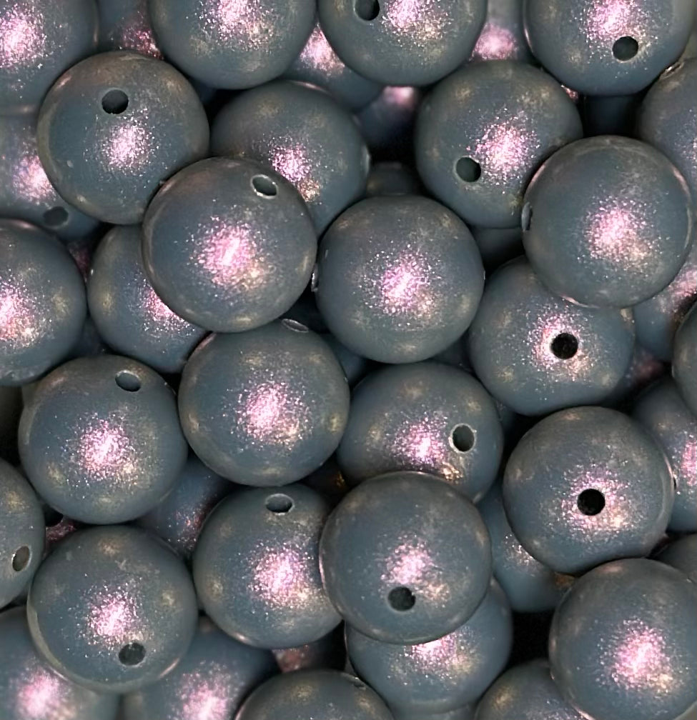 15mm Opal Dark Grey Round Silicone Beads