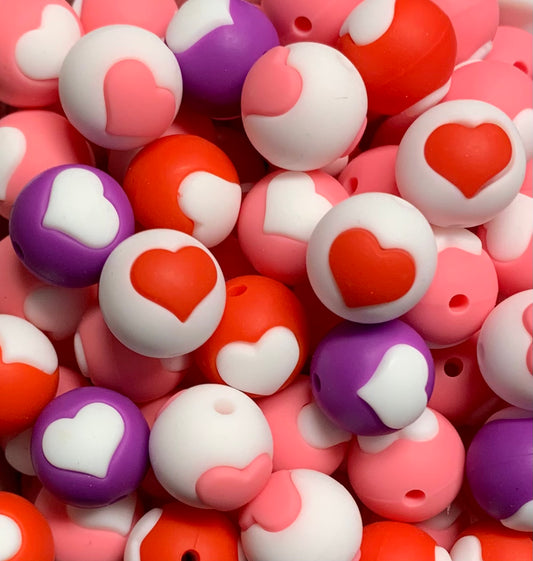 15mm Heart Beads Round Silicone Beads