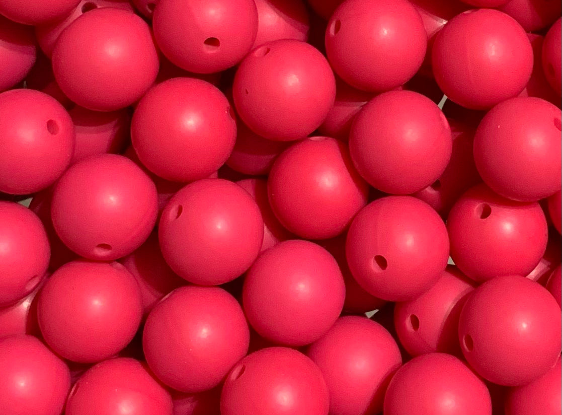 12mm Round Solid Raspberry Silicone Bead