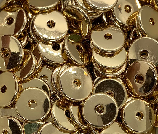1 Gold Flat Metal Spacer Beads, Rondelle Spacer Beads