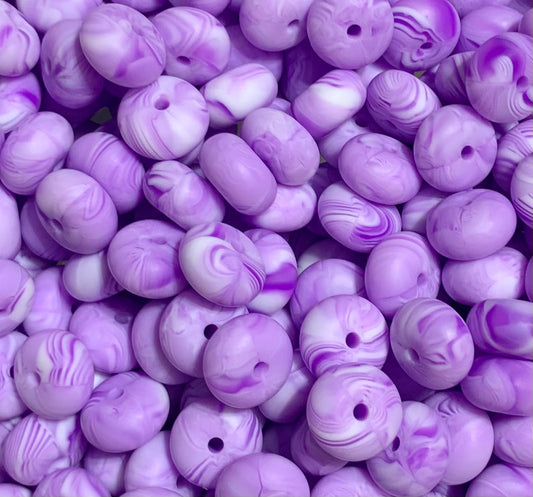 14mm ABACUS Purple Marble Silicone Beads