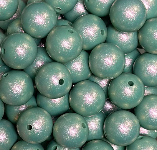 15mm Opal Dusty Teal Round Silicone Beads
