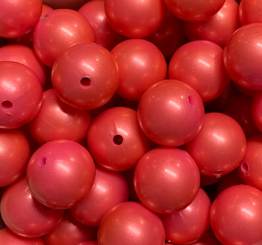 15mm Metallic Pink Round Silicone Beads