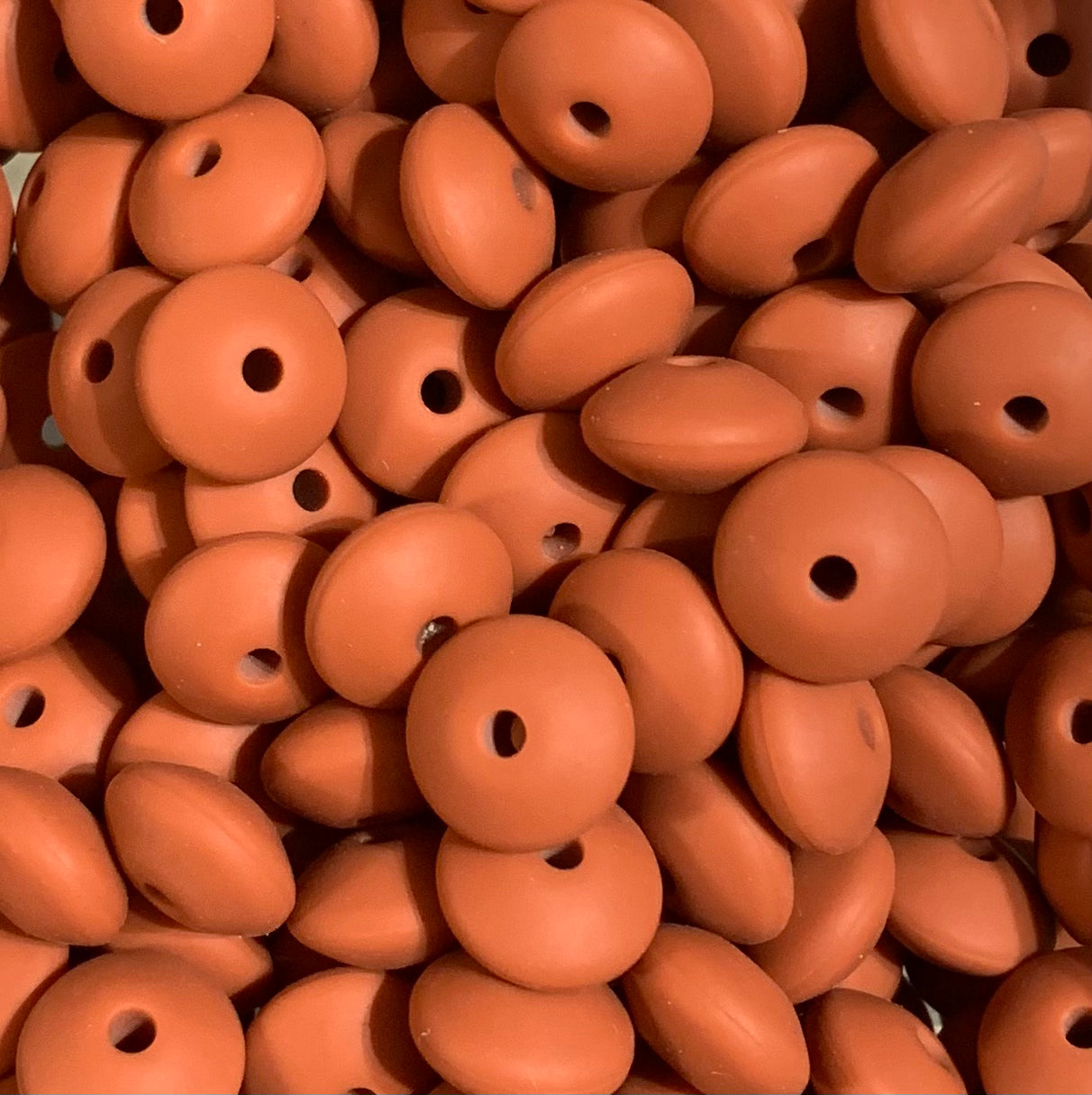 12mm Lentil Solid Rust Silicone Beads