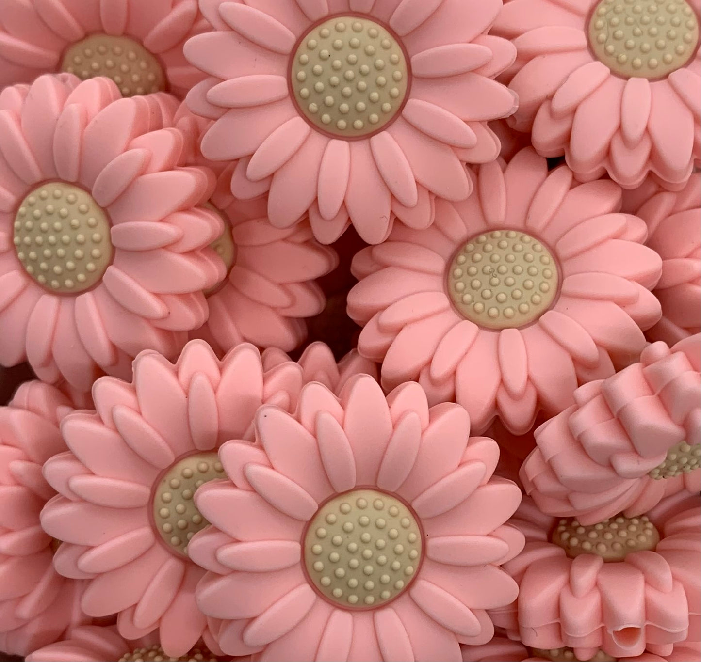 Sunflower PINK Silicone Focal Bead, Flower Shape Silicone Bead