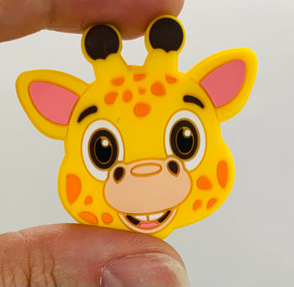 Large Giraffe Silicone Focal Bead, Animal Shape Silicone Bead, Farm Focal