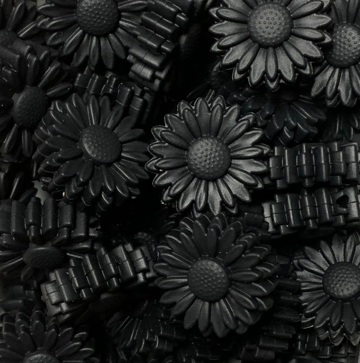 Sunflower BLACK Silicone Focal Bead, Flower Shape Silicone Bead