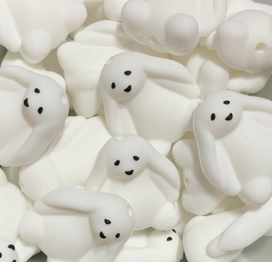 White Bunny Silicone Focal Bead, Bunny Silicone Bead, Rabbit Shape Silicone Bead, Easter Focal