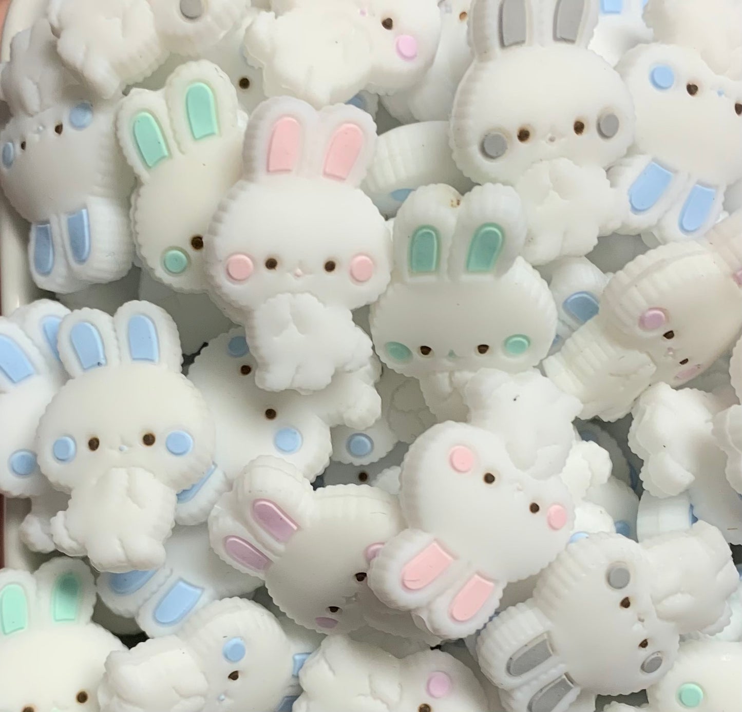 Mini Bunny Rabbit Silicone Bead, Easter Focal