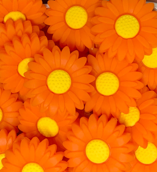 Sunflower ORANGE Silicone Focal Bead, Flower Shape Silicone Bead