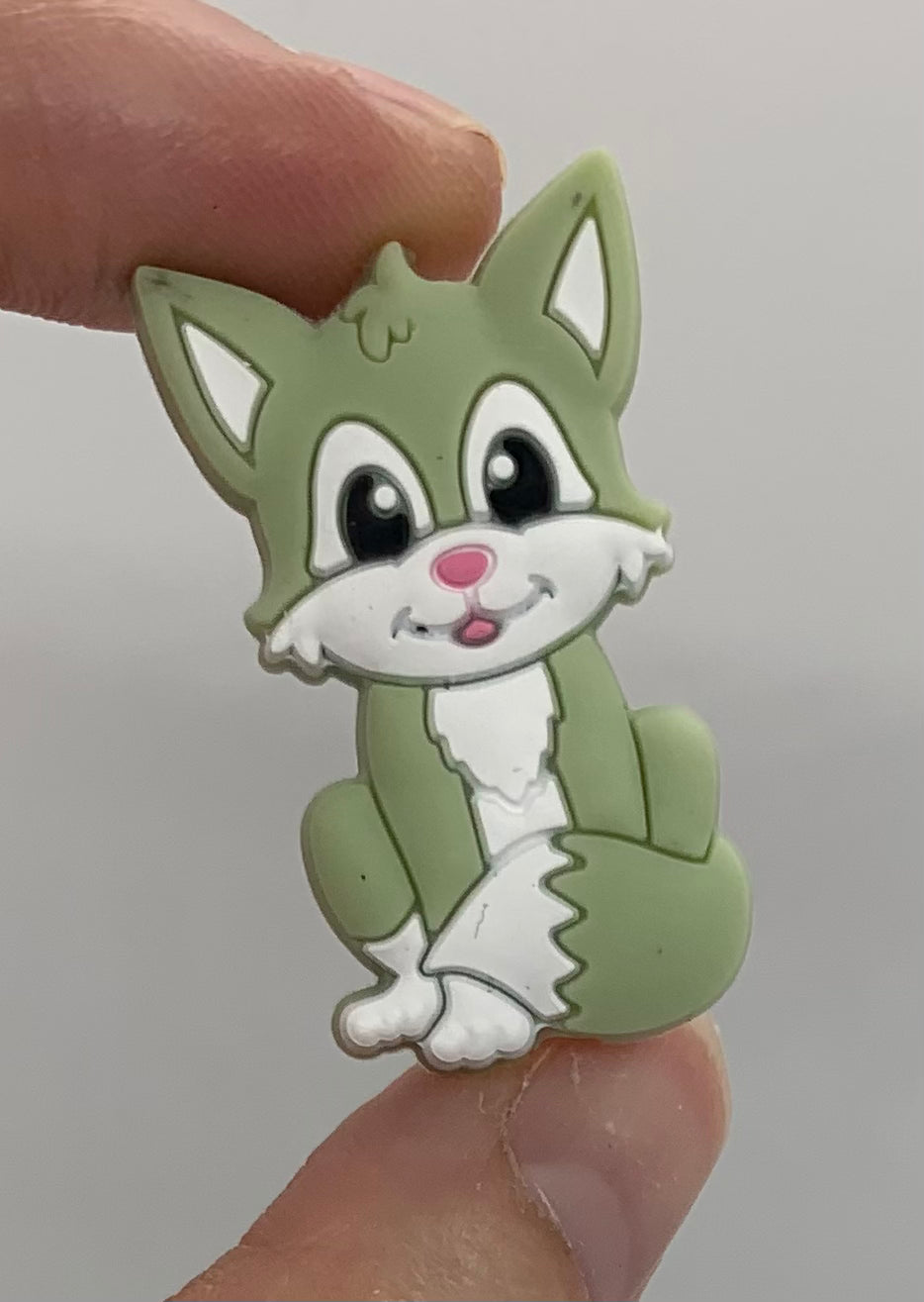 Happy Fox Silicone Focal Bead,  Animal Shape Silicone Bead,