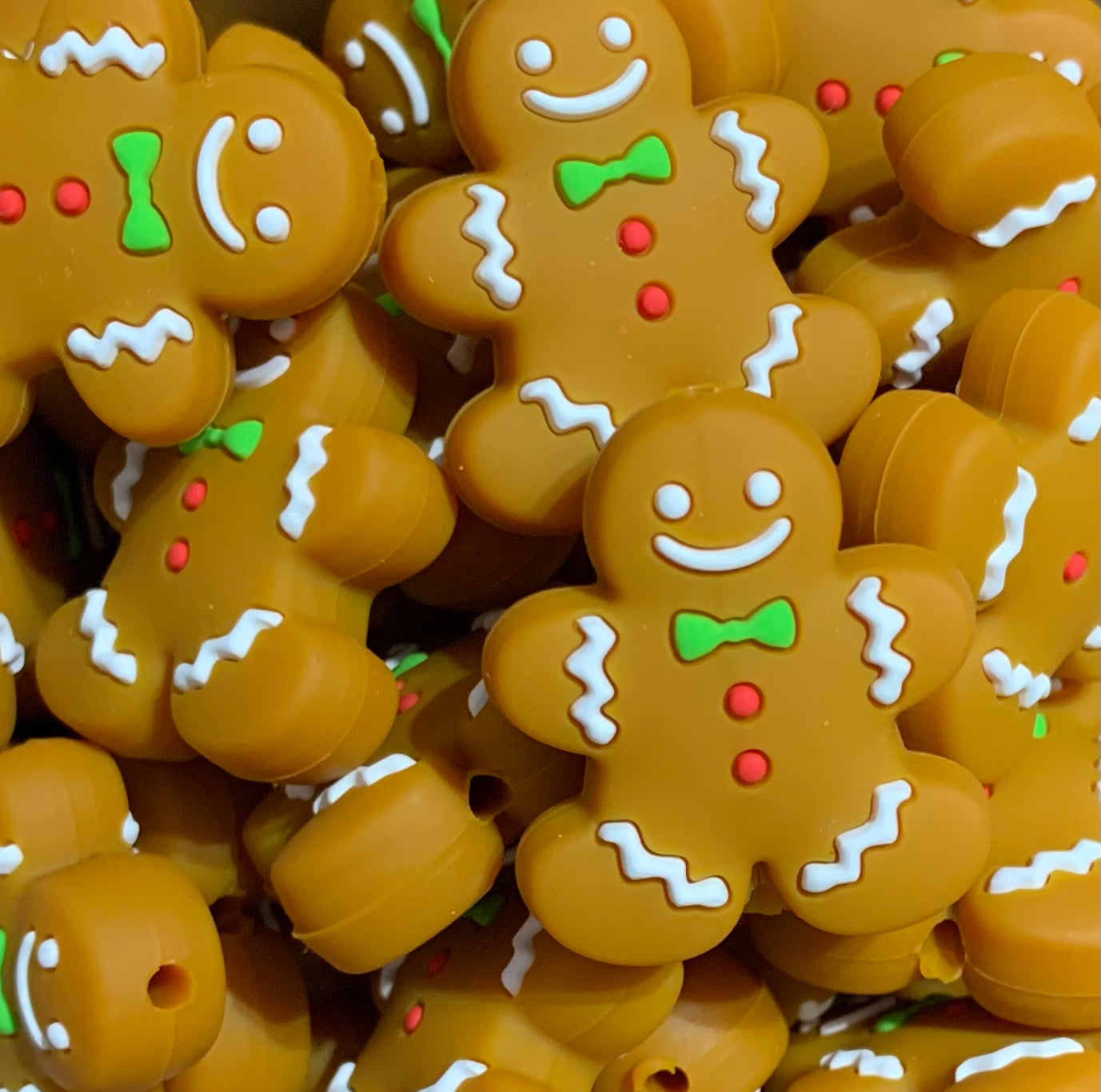 Gingerbread Man Silicone Focal Bead, Christmas Silicone Bead,  Shape Silicone Bead