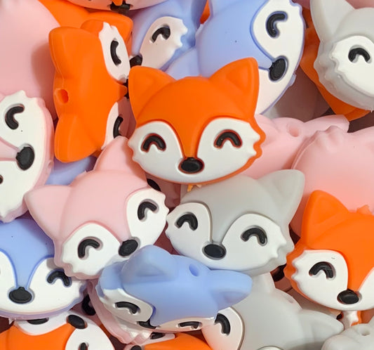 Fox Face Silicone Focal Bead,  Animal Shape Silicone Bead,