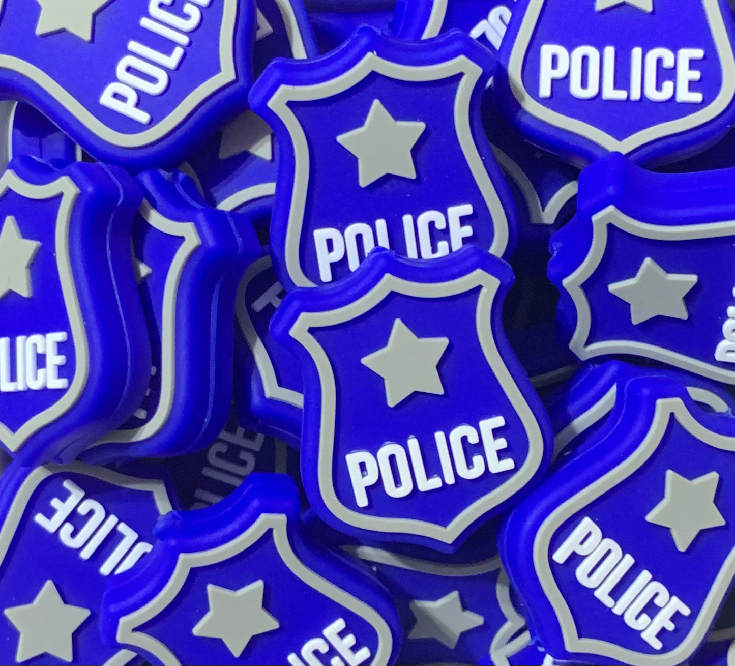 Police Badge Focal Bead, Badge Shape Silicone Bead