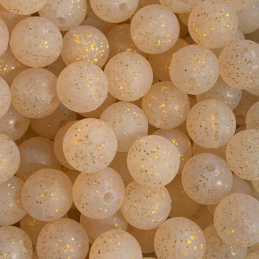 15mm Glitter Gold Round Silicone Beads, Beads Wholesale