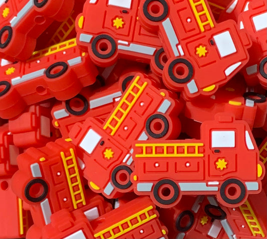 Fire Truck Focal Bead, Truck Shape Silicone Bead