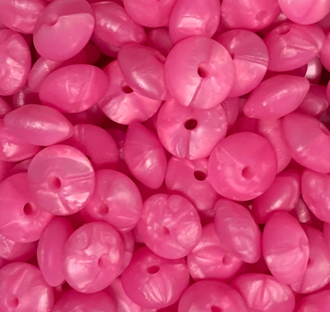 12mm Lentil Solid Pearl Fuchsia Silicone Bead