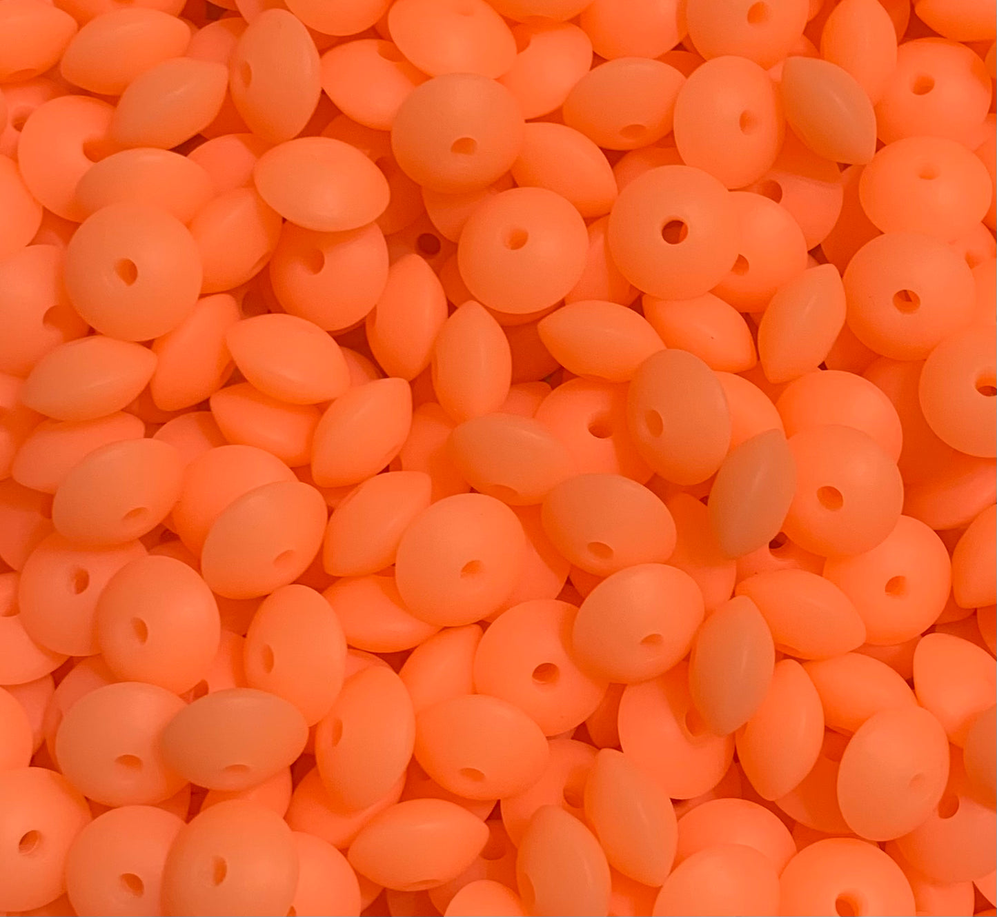 12mm Lentil GLOW Tangerine in the Dark Silicone Bead