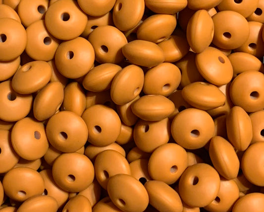 12mm Lentil Solid Yam Silicone Bead