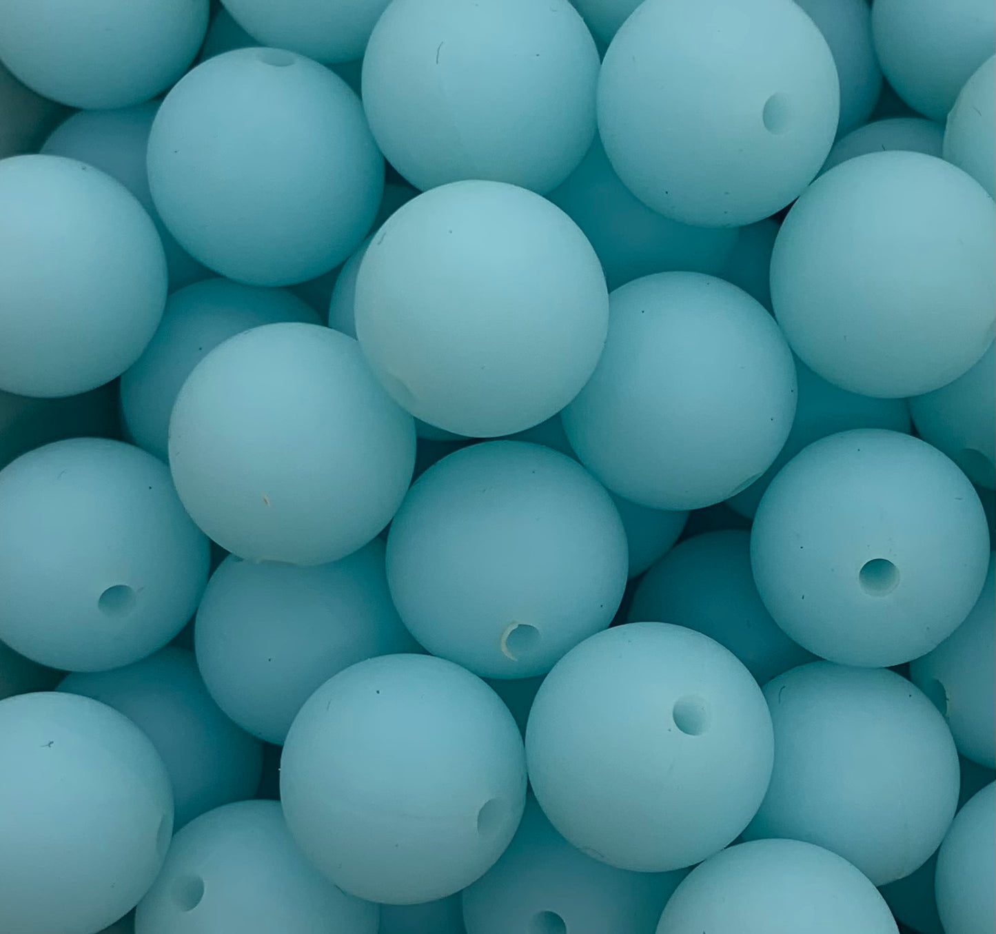 15mm GLOW Light Blue Round Silicone Beads