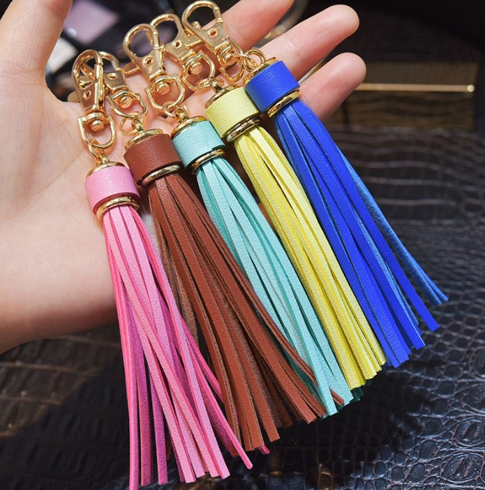 * Gold 4in Keychain Leather Tassel