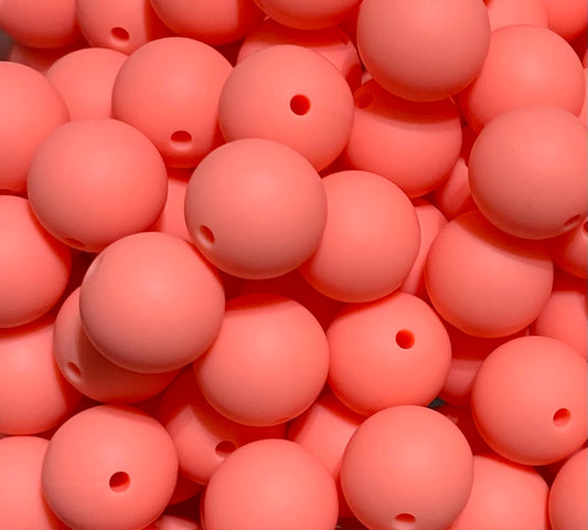 15mm Solid Salmon Round Silicone Beads