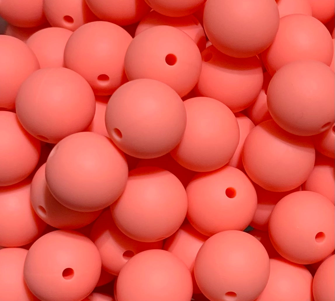 12mm Round Solid Salmon Silicone Beads