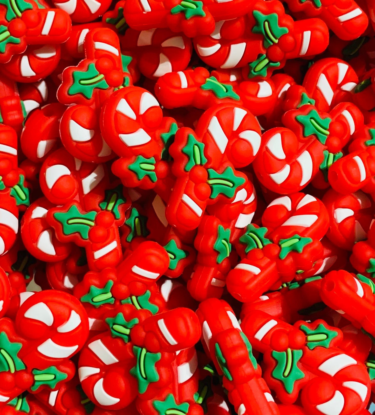 Candy Cane  Silicone Focal Bead, Christmas Silicone Bead,  Shape Silicone Bead, Winter Silicone Bead