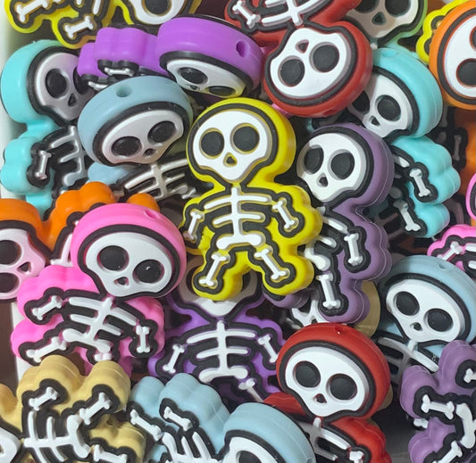 Skeleton Focal Silicone Bead, Halloween Silicone Bead, Skull Shape Silicone Bead