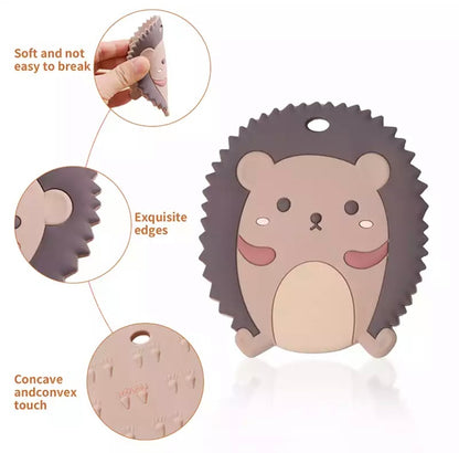 Z- Teether Hedgehog Silicone Teether, Woodland Animal Silicone Teether,  Animal Teether Pendant, Teething