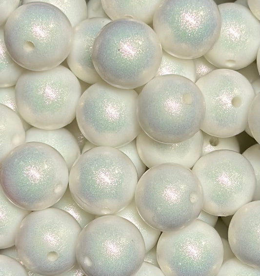 15mm Opal White Round Silicone Beads