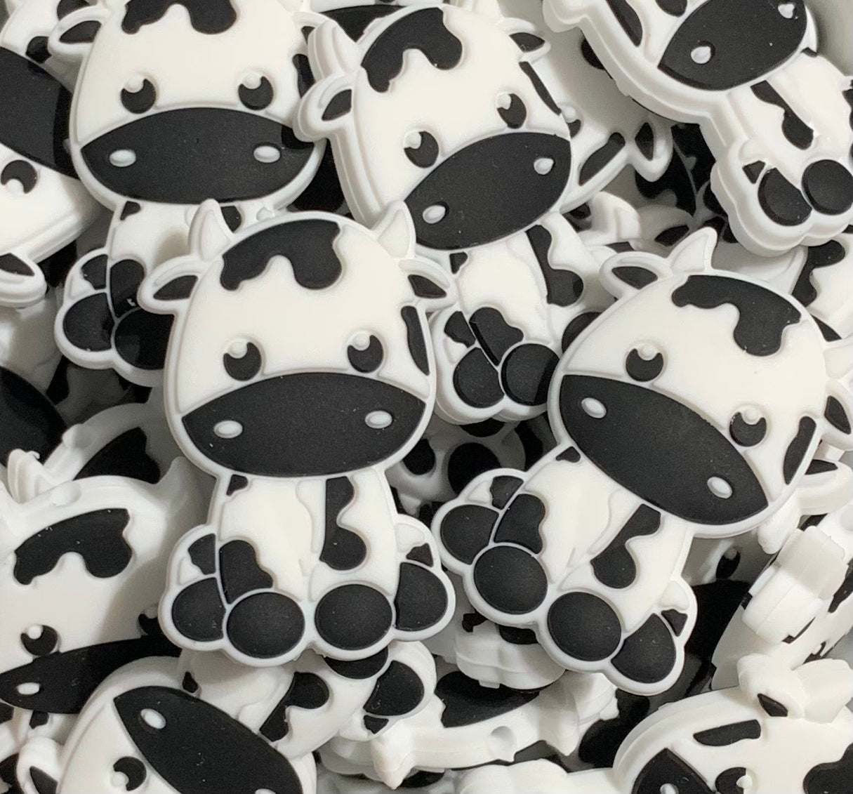 Black Cute Cow Silicone Focal Bead, Animal Shape Silicone Bead, Farm Focal