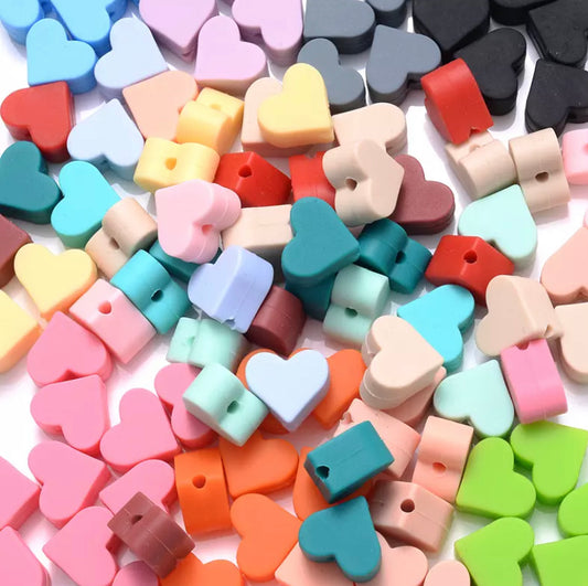 Mini Heart Silicone Focal Bead, Valentine’s Silicone Bead, Heart Shape Silicone Bead