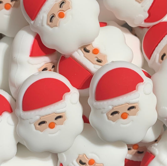 Santa Head Silicone Focal Bead, Christmas Silicone Bead, Santa Shape Silicone Bead