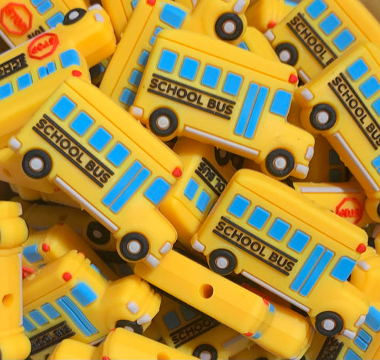 School Bus Focal Bead, Bus Shape Silicone Bead