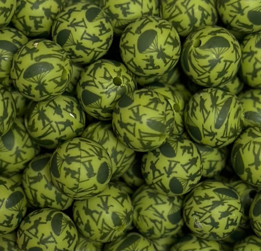 15mm Print Army Men Printed Silicone Beads