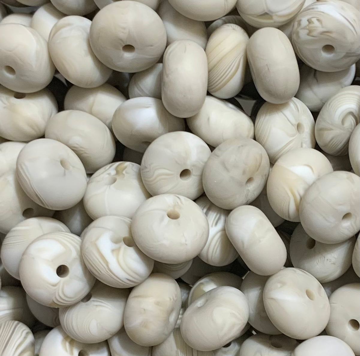 14mm ABACUS Cream Marble Silicone Beads