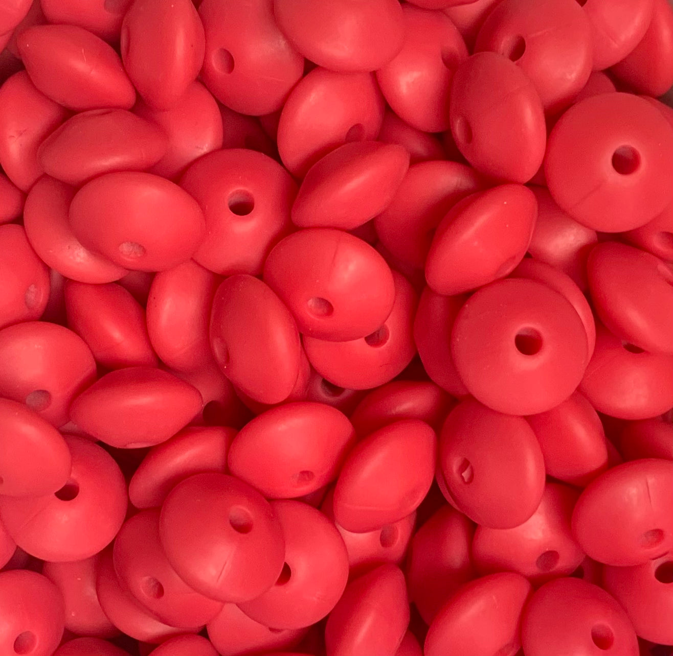 12mm Lentil Raspberry Silicone Bead