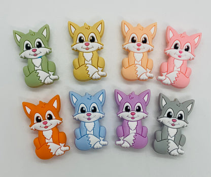 Happy Fox Silicone Focal Bead,  Animal Shape Silicone Bead,