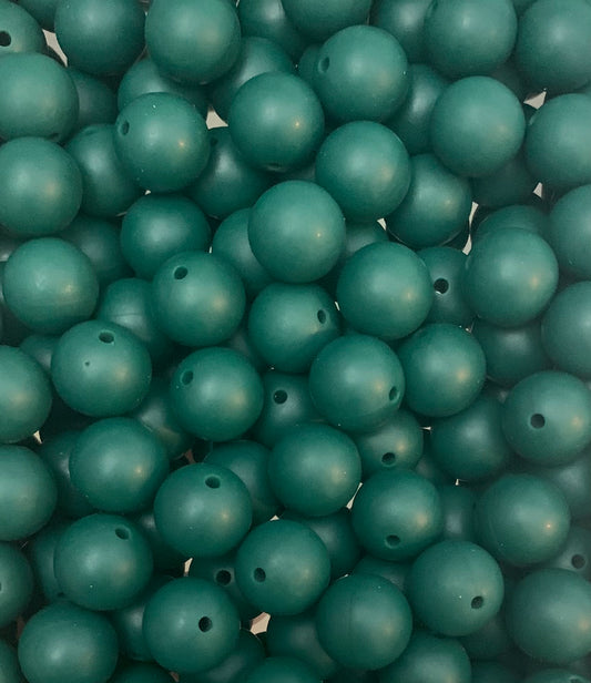 12mm Round Hunter Green Silicone Beads