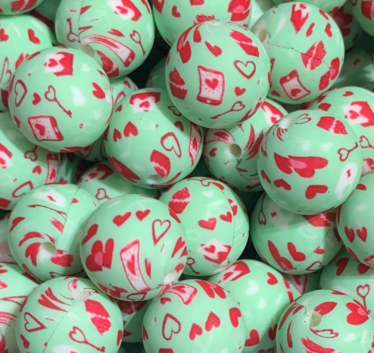 15mm Print Sweet Cupid Round Silicone Beads