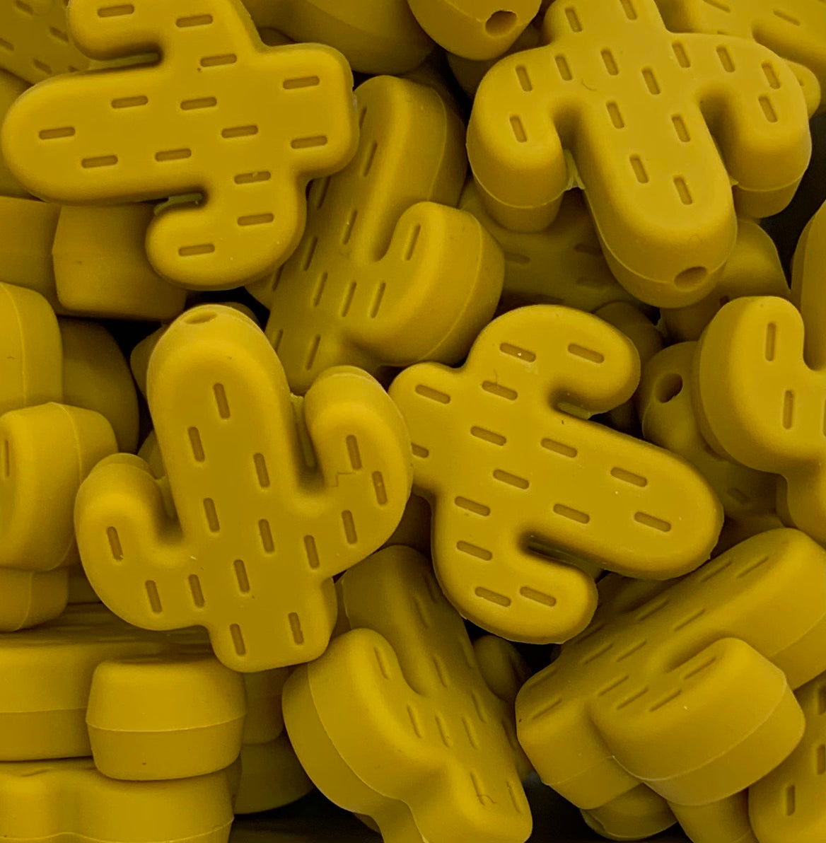 Mustard  Cactus Shaped Silicone Bead