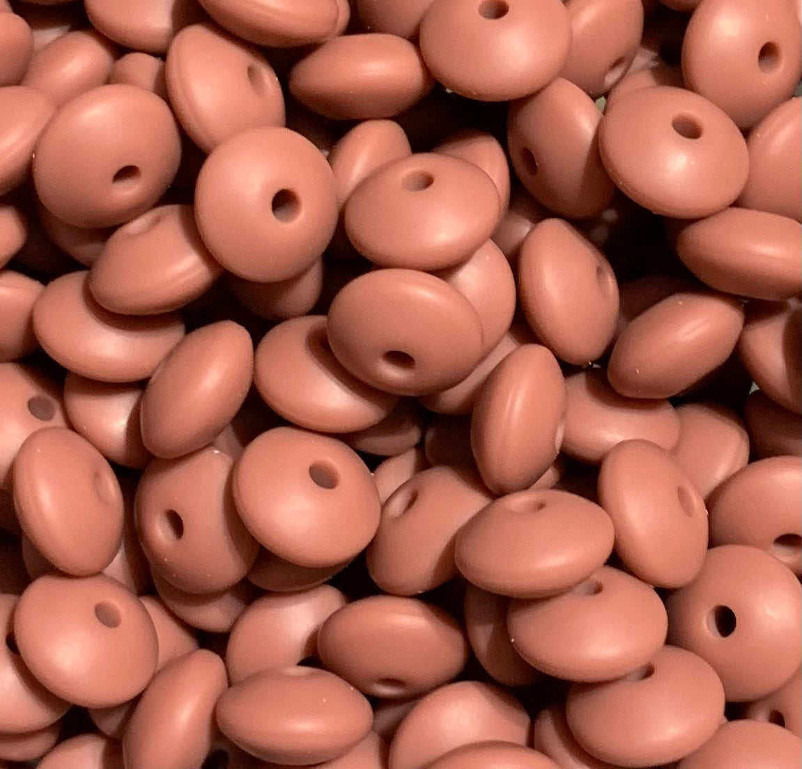 12mm Lentil Solid Terracotta Silicone Beads