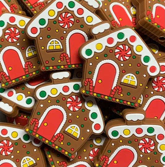 Custom Gingerbread House Silicone Focal Bead, Christmas Silicone Bead,  Shape Silicone Bead, Winter Silicone Bead