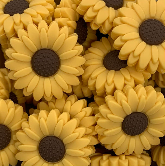 Sunflower Silicone Focal Bead, Flower Shape Silicone Bead