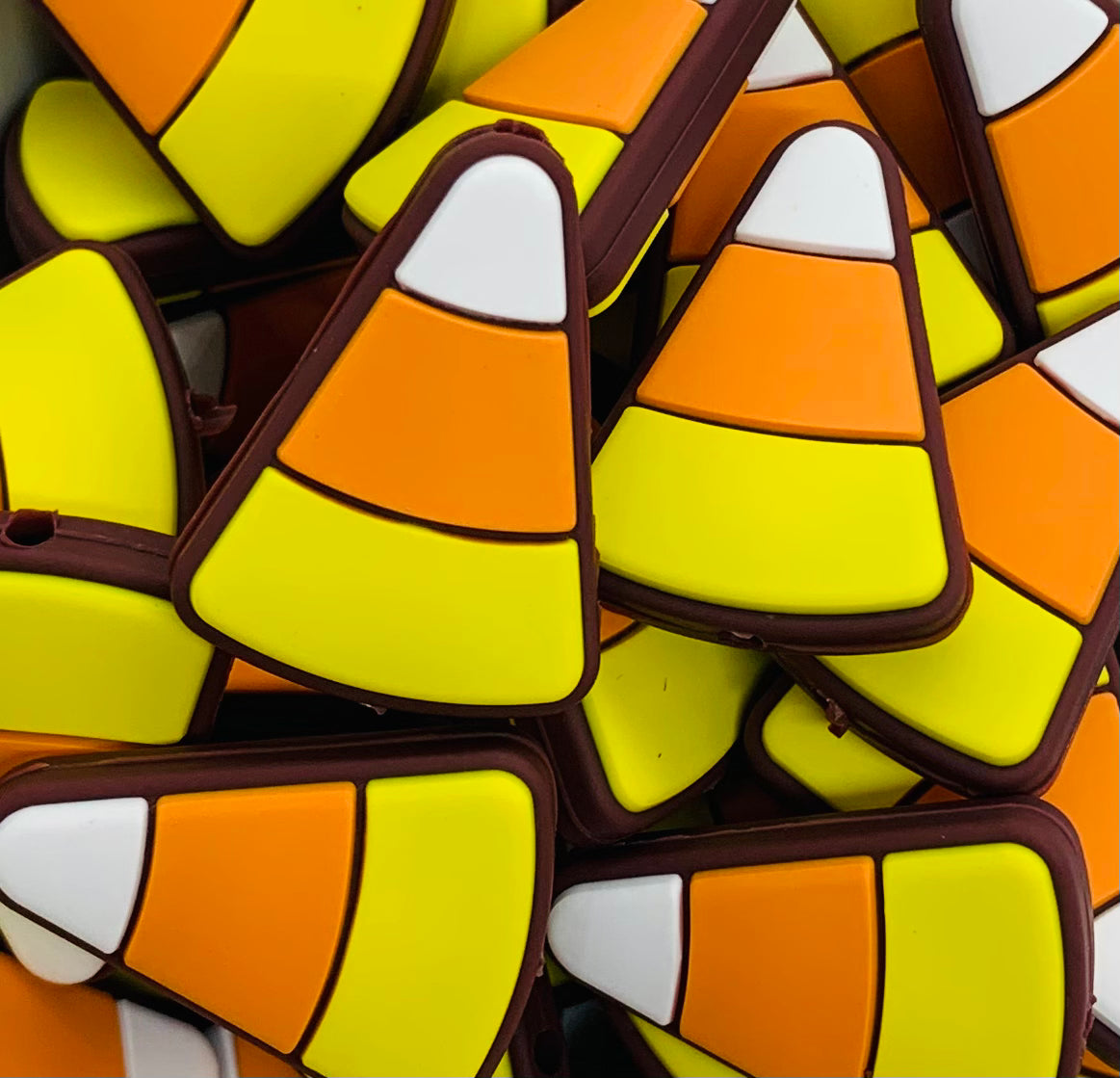 Dark Candy Corn Silicone Bead, Halloween Silicone Bead