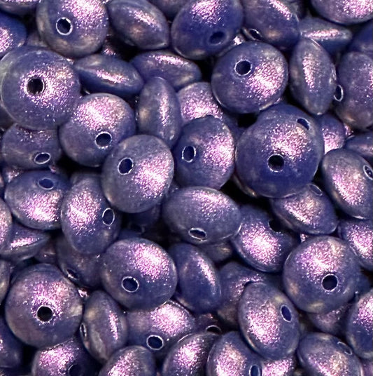 12mm Lentil Opal Black/Purple-ish Silicone Bead, Pearl Lentil