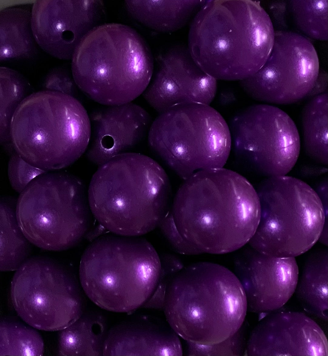 15mm Metallic Purple Round Silicone Beads