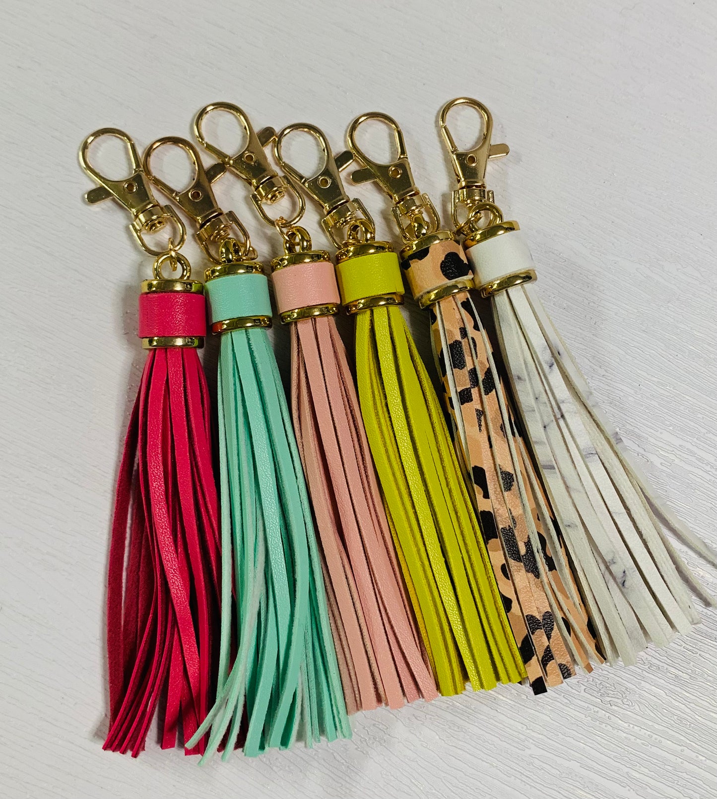 * Gold 4in Keychain Leather Tassel